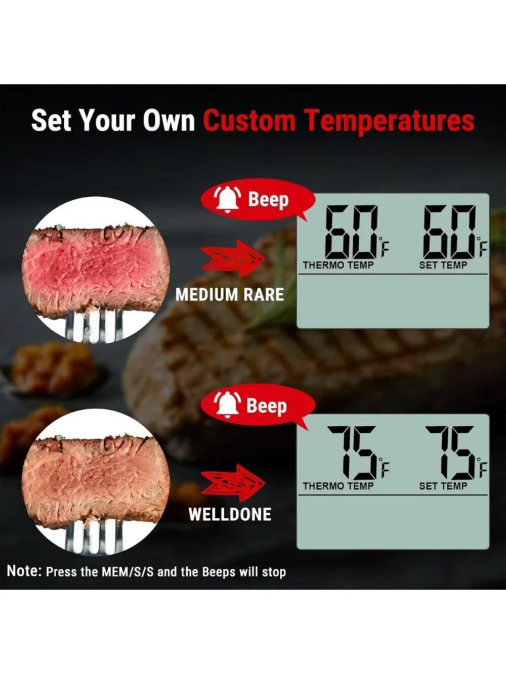 Large LCD Digital Meat Thermometer for BBQ, Grill & Oven - Cooking Timer & Probe
